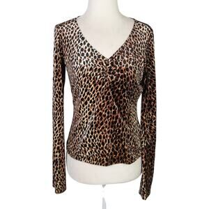 Vintage 90s Necessary Objects brown cheetah leopard velvet top L